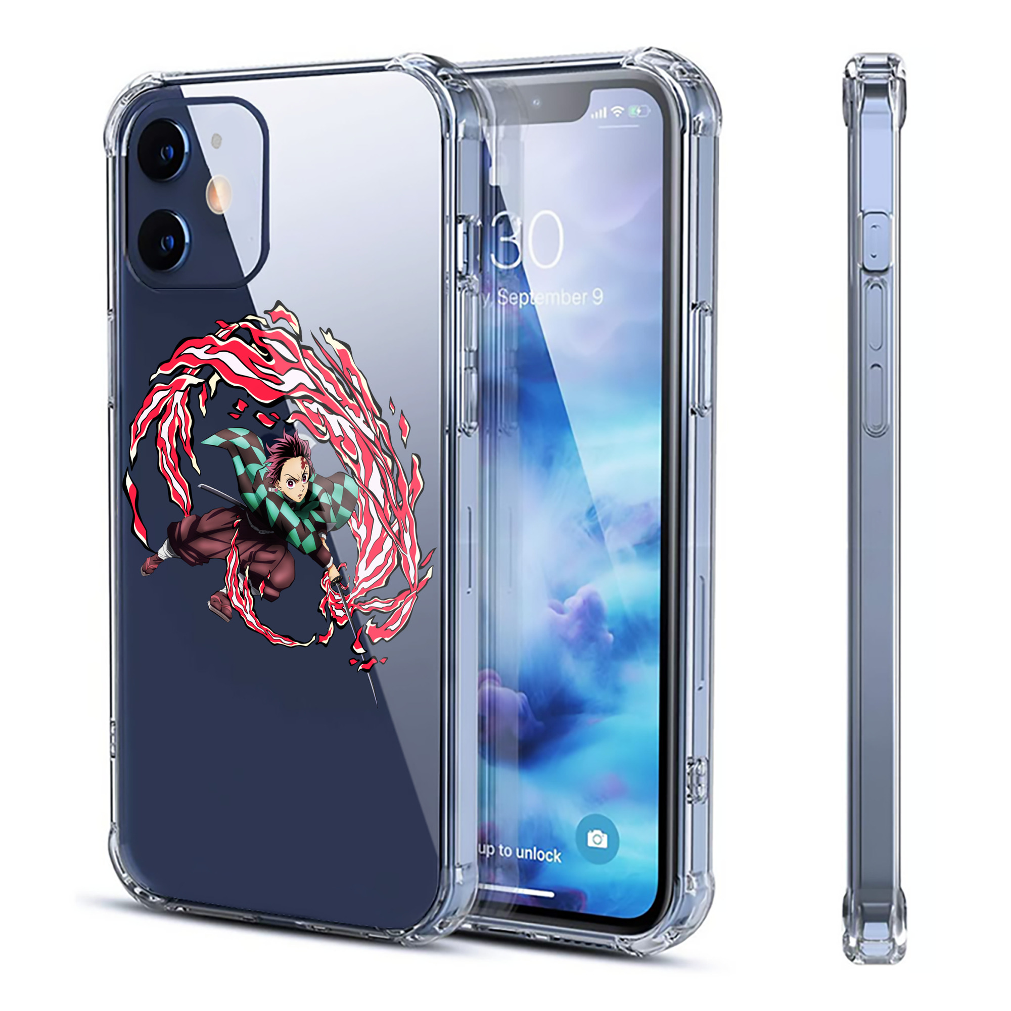 （画像用） 鬼滅の刃 竈門 炭治郎／かまど たんじろう Kamado Tanjirou 【iPhone 12シリーズ対応】透明スマホケース（クリアソフトケース）